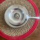 Egg cup, plate, silver-plated spoon