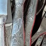 Antique silver-plated cutlery set for 10 people – shell decoration, spirit