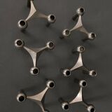 6 stackable metal candle holders by Nagel Konzept Fritz 1970