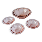Cups and bowls 1930. Pink glass