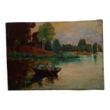 Oil on canvas "boat trip"