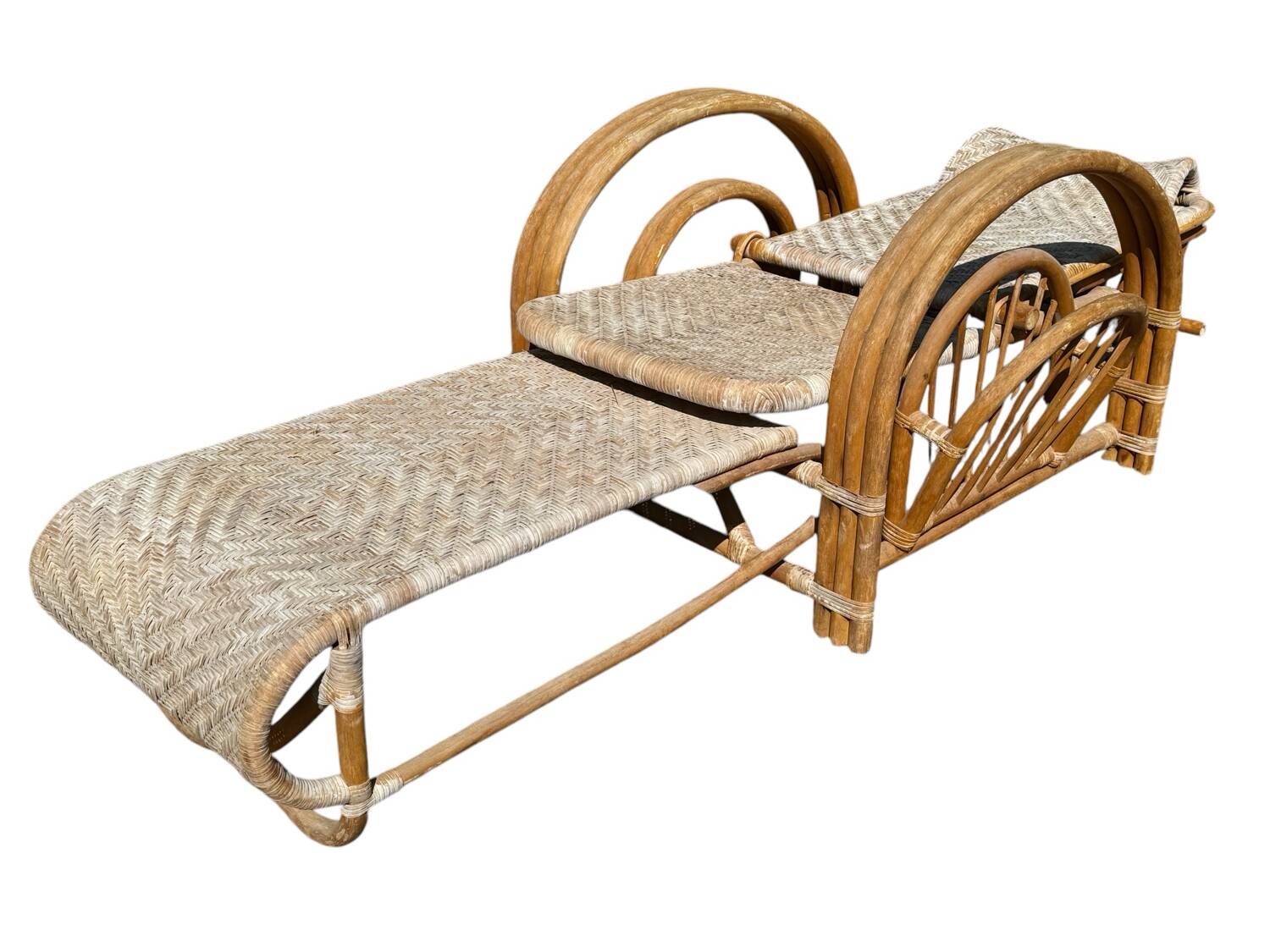 Vintage Rattan and Bamboo Chaise Longue from the 60s Italy