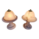 Pair of marbled Murano glass mushroom lamps, 1970s-80s.
