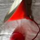 Vintage red enameled sheet metal pendants