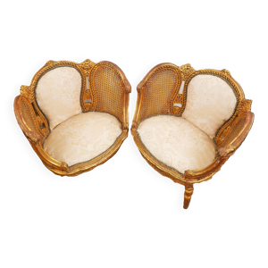 Paire de fauteuils corbeille