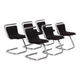 Anonimo set of 6 Italian chrome "S" chairs 1970s