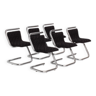 Anonimo set of 6 Italian chrome "S" chairs 1970s