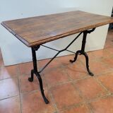 Old bistro table with oak top