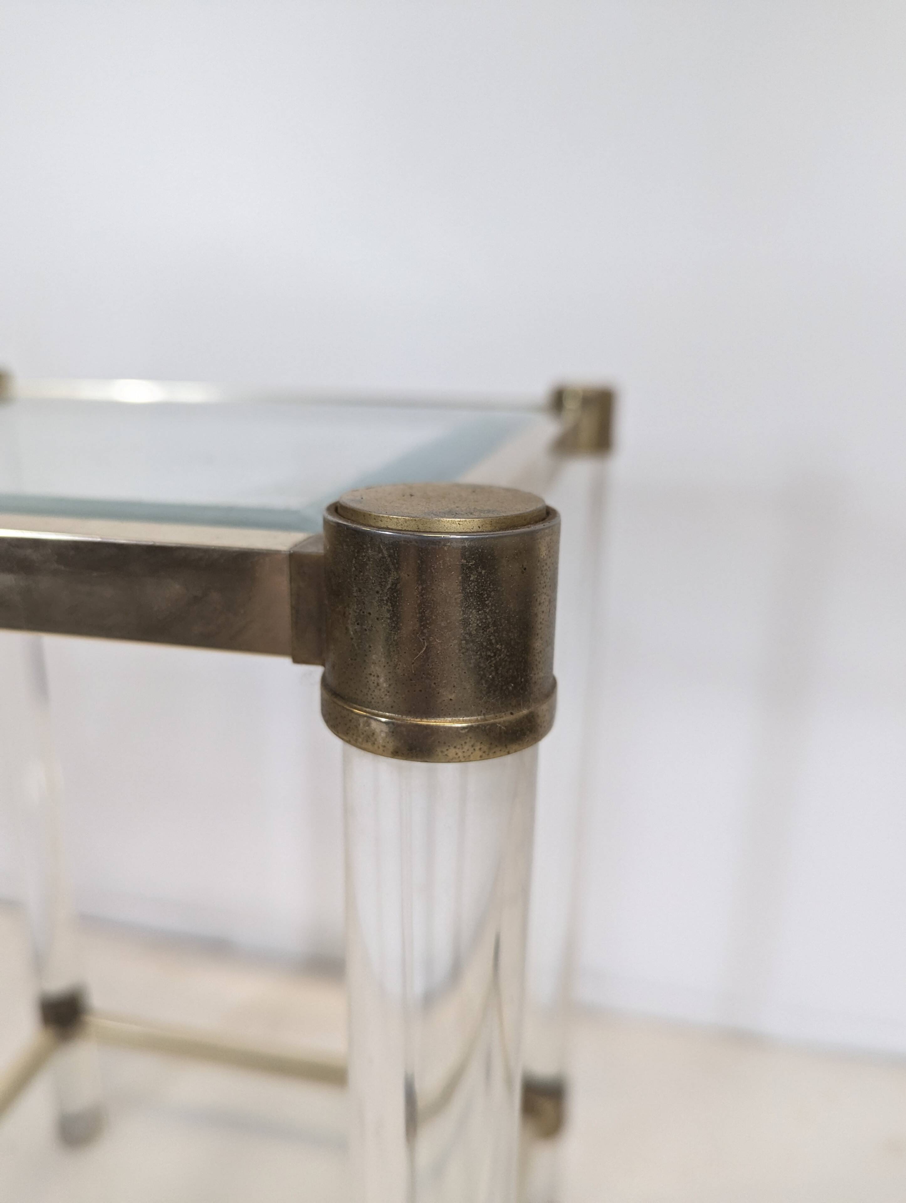 Italian style metal and plexiglass side table circa 1980