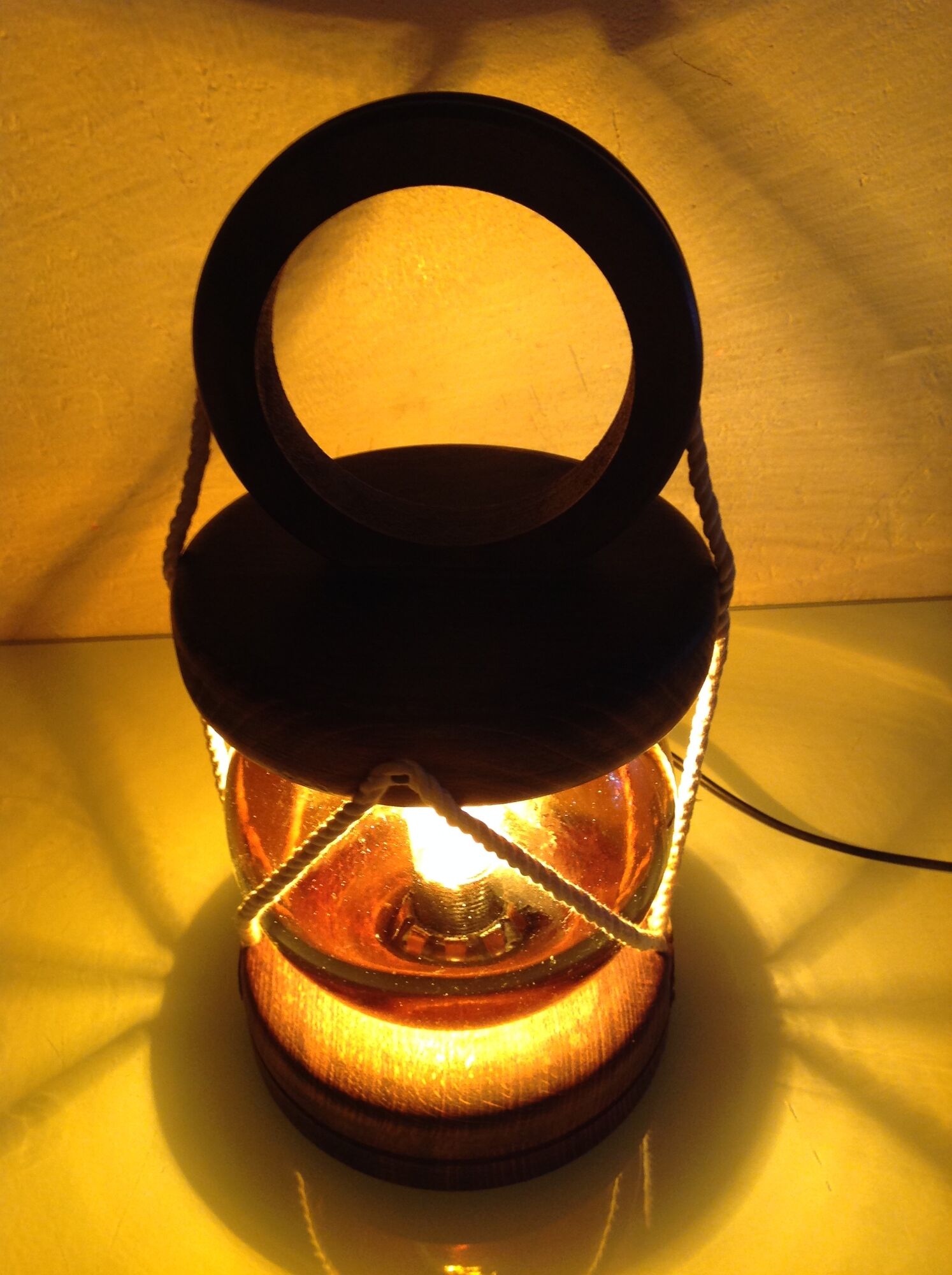 Marine lamp with amber glass globe 60/70s