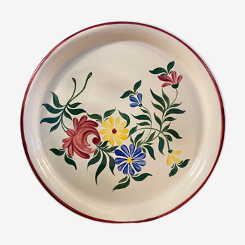 Hand-painted vintage french porcelain flower pie dish