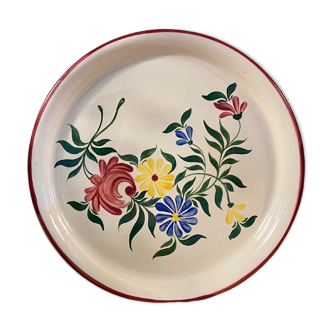Hand-painted vintage french porcelain flower pie dish