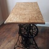 Solid wood and cast iron desk/Singer sewing machine table/entrance console/bathroom furniture
