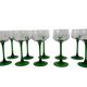 Set of 10 vintage green glass wine glasses Luminarc Alsace