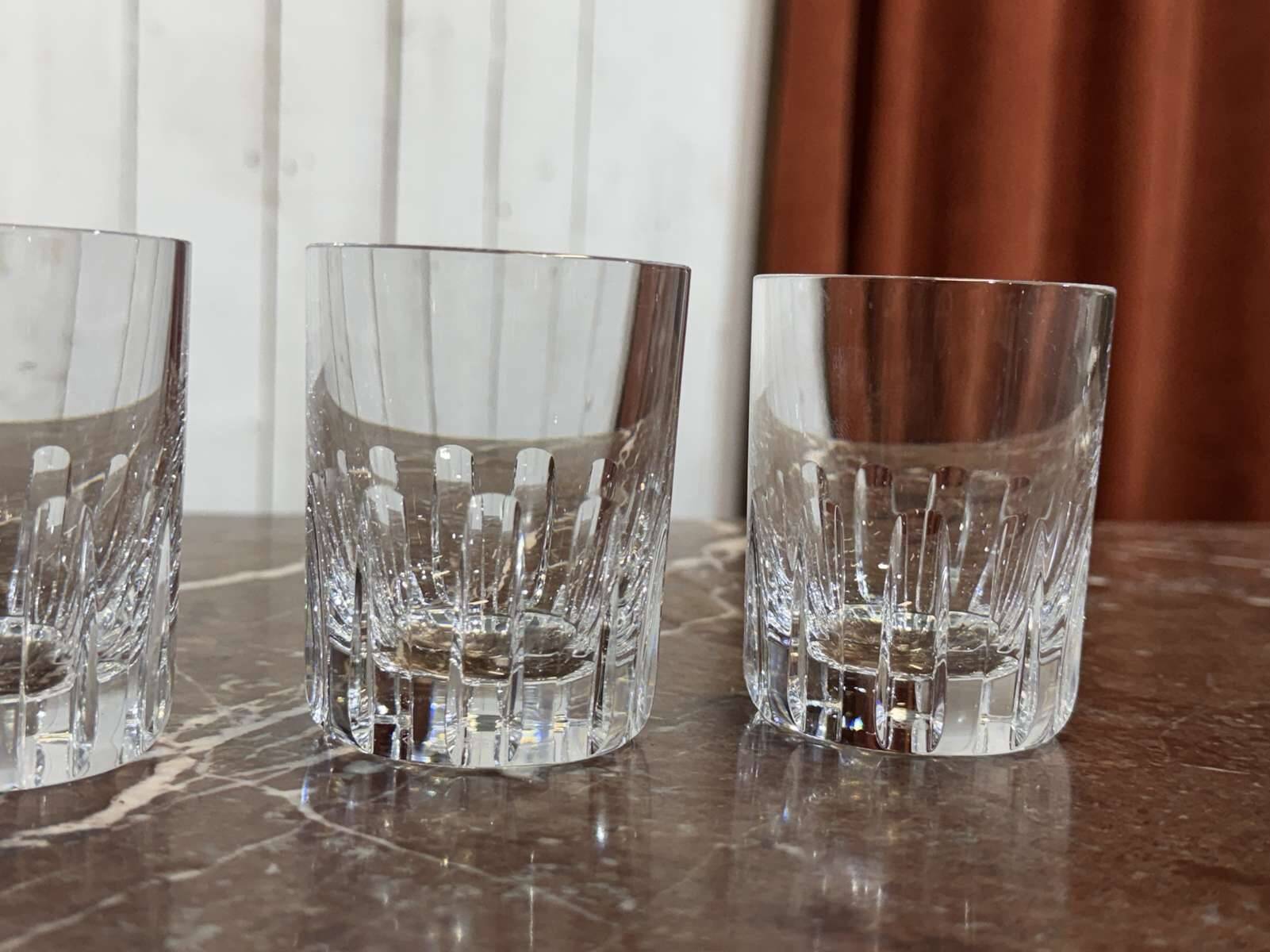 Set of 6 crystal whisky tumblers from Baccarat, Rotary model.