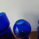 Set of five mid-century cobalt glass vases, Harzkristall, Marita Voigt, 1970