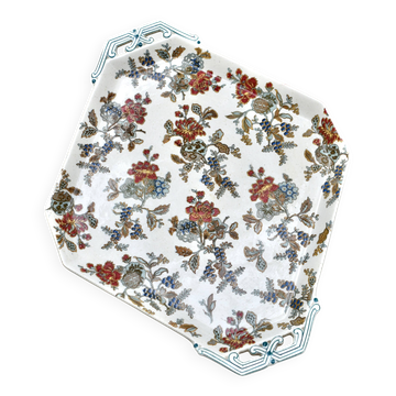 Old hexagonal plate Sarreguemines model Hanoi 19th century