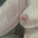 Oil painting on canvas of a nude woman in Art Deco style, old portrait.