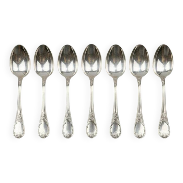 Lot de 6 cuillères moka Christofle modèle Marly – métal argenté – 10 cm