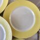 set of 6 flat plates Moulin des Loups textured canary yellow 50s