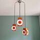 Space Age cascade chandelier in orange and white lacquered metal, RAAK, 1970