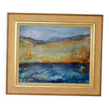 Mid-century oil painting on canvas "Landscape" - Vintage and printed