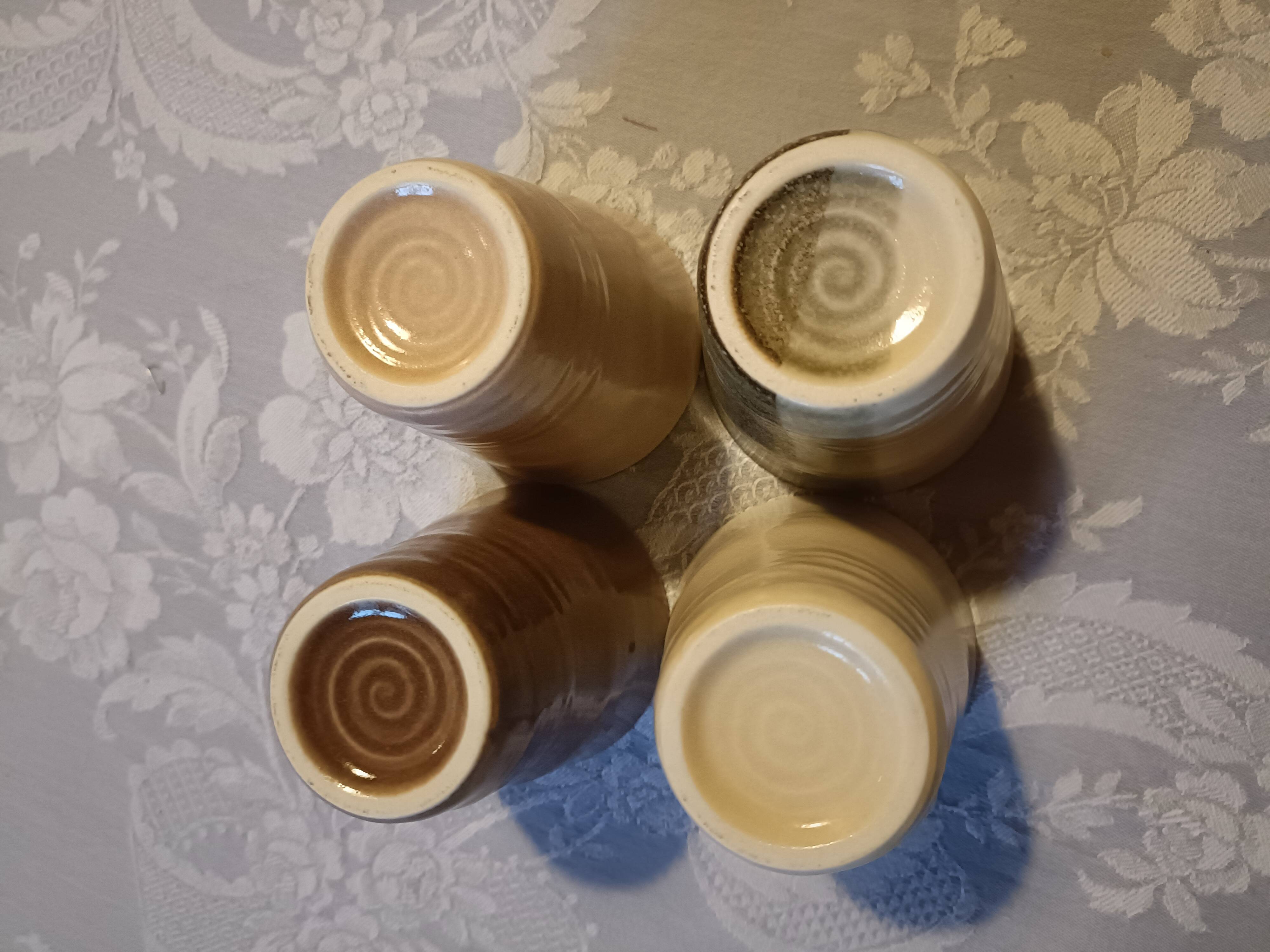 4 Japanese stoneware mugs