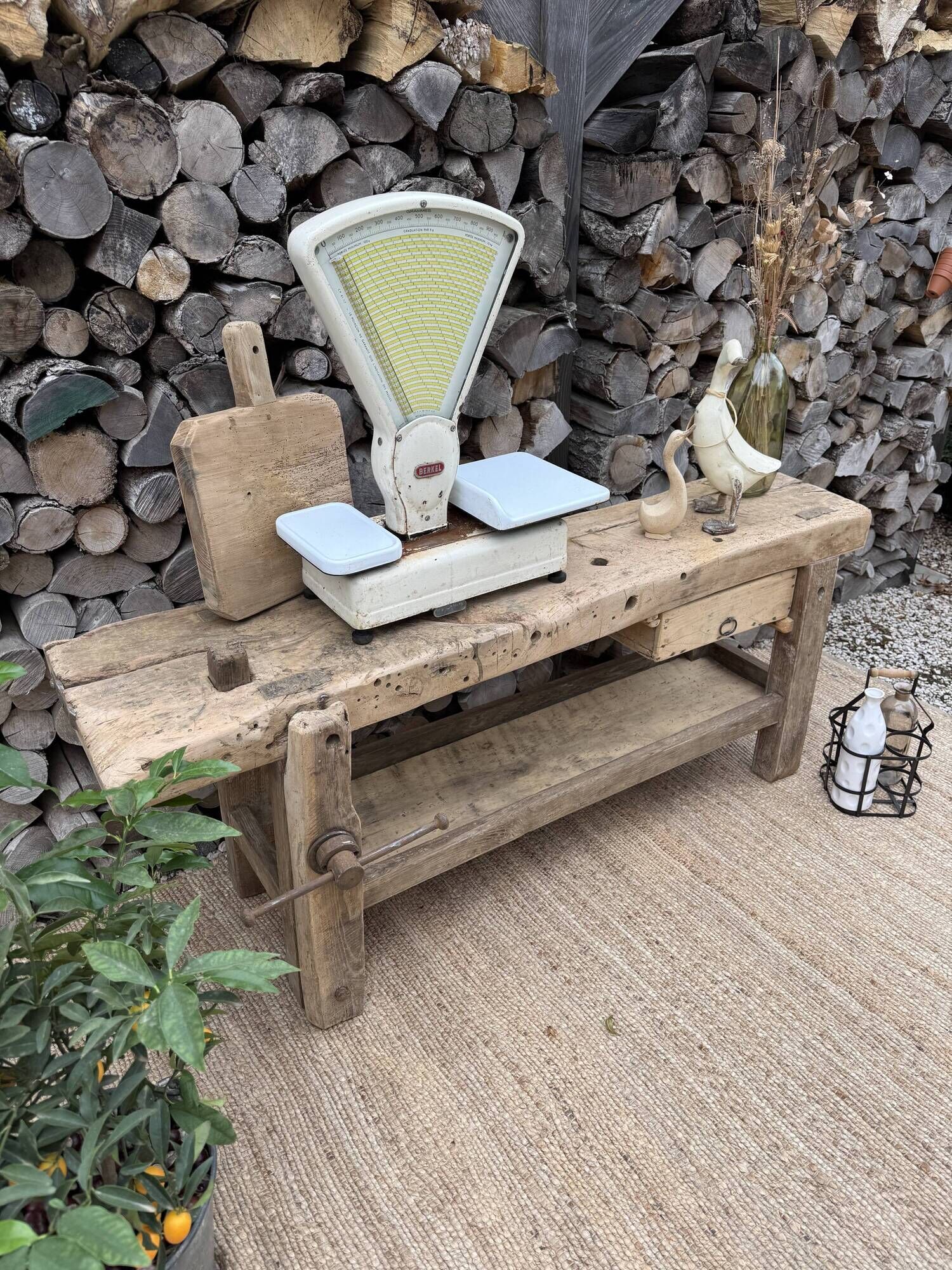 Renovated carpenter's workbench 170cm