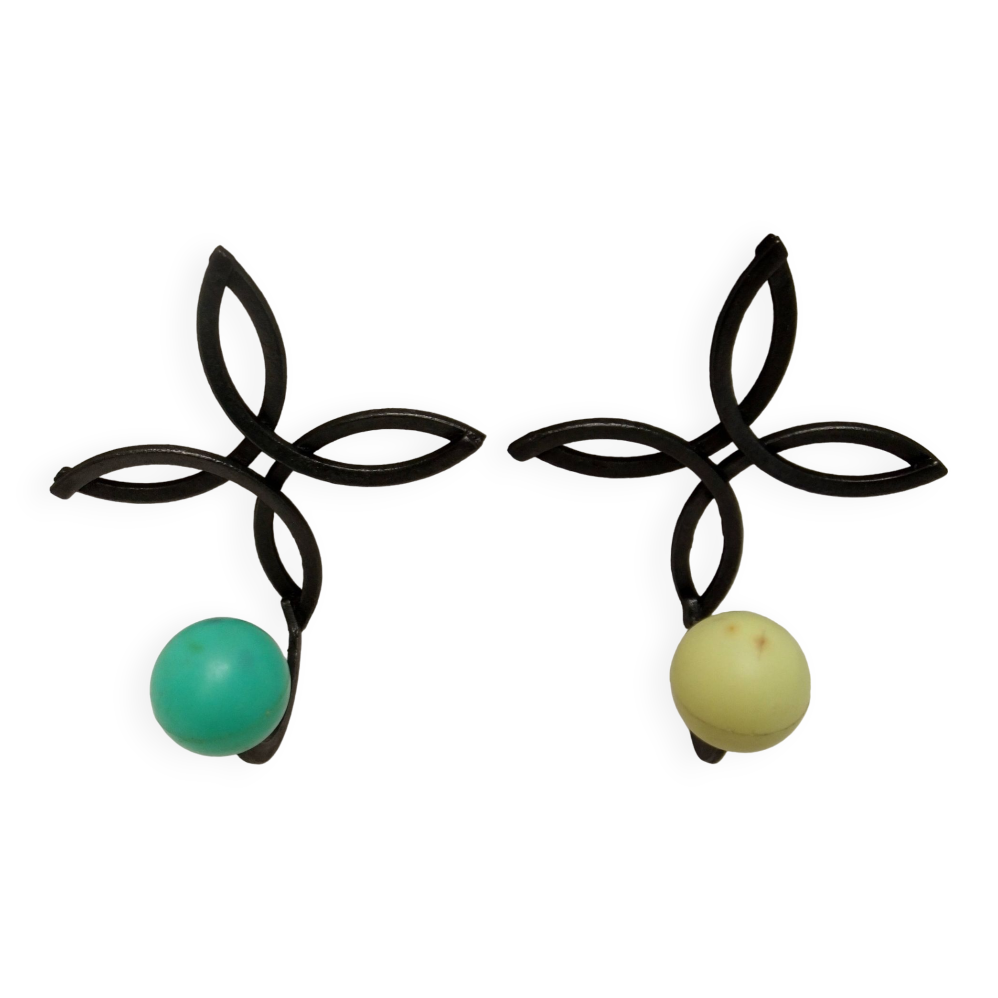 Wrought iron pair coat hook design