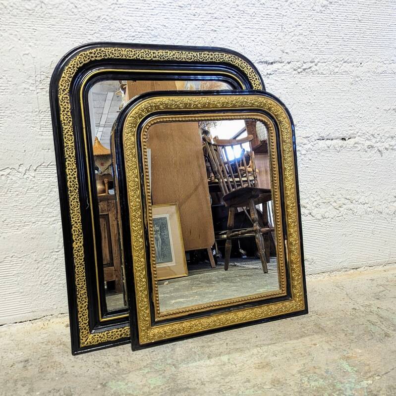 Louis-Philippe black and gold mirror 58x46cm