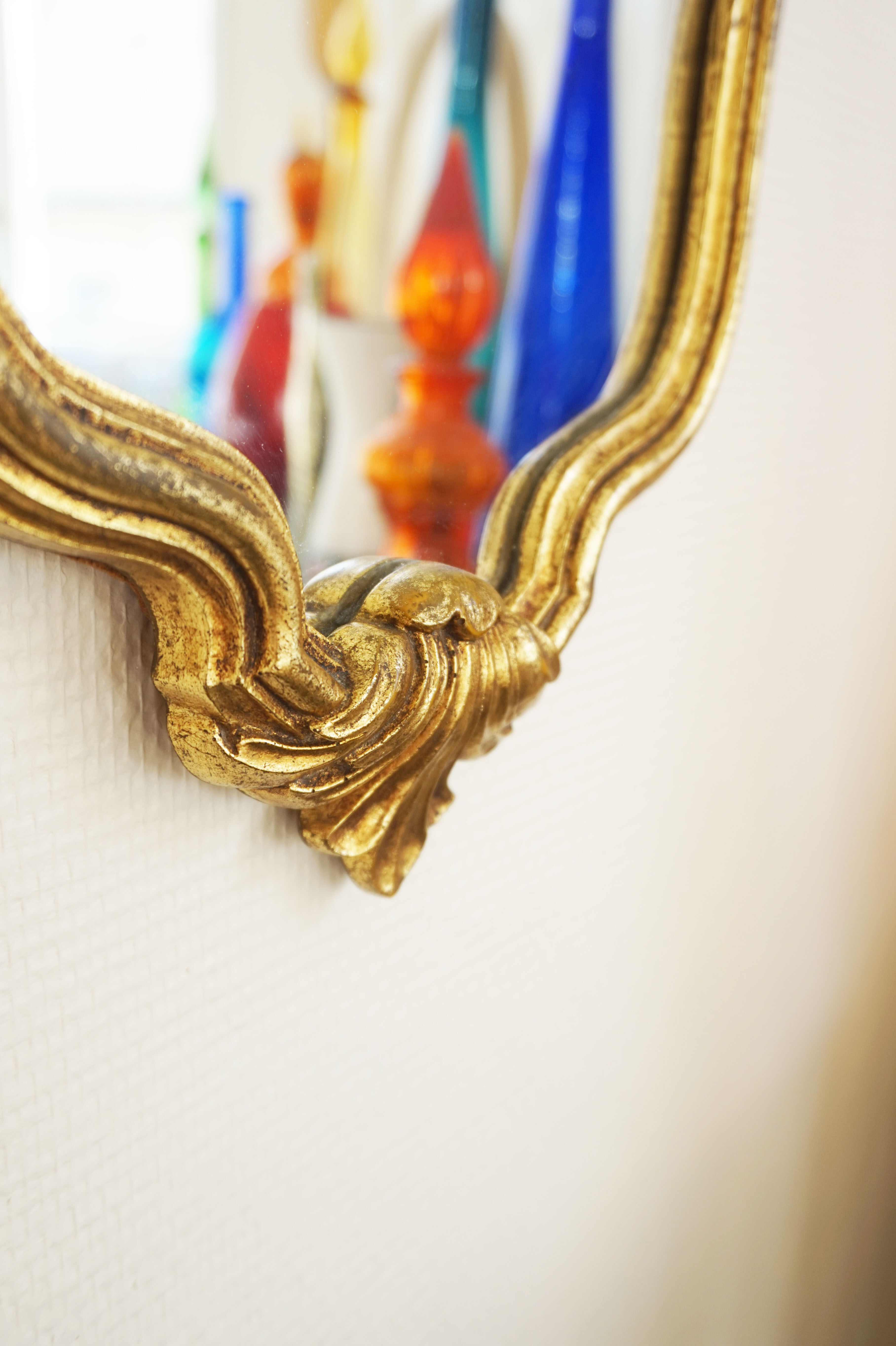 Rococo vintage gold mirror, 32x57cm