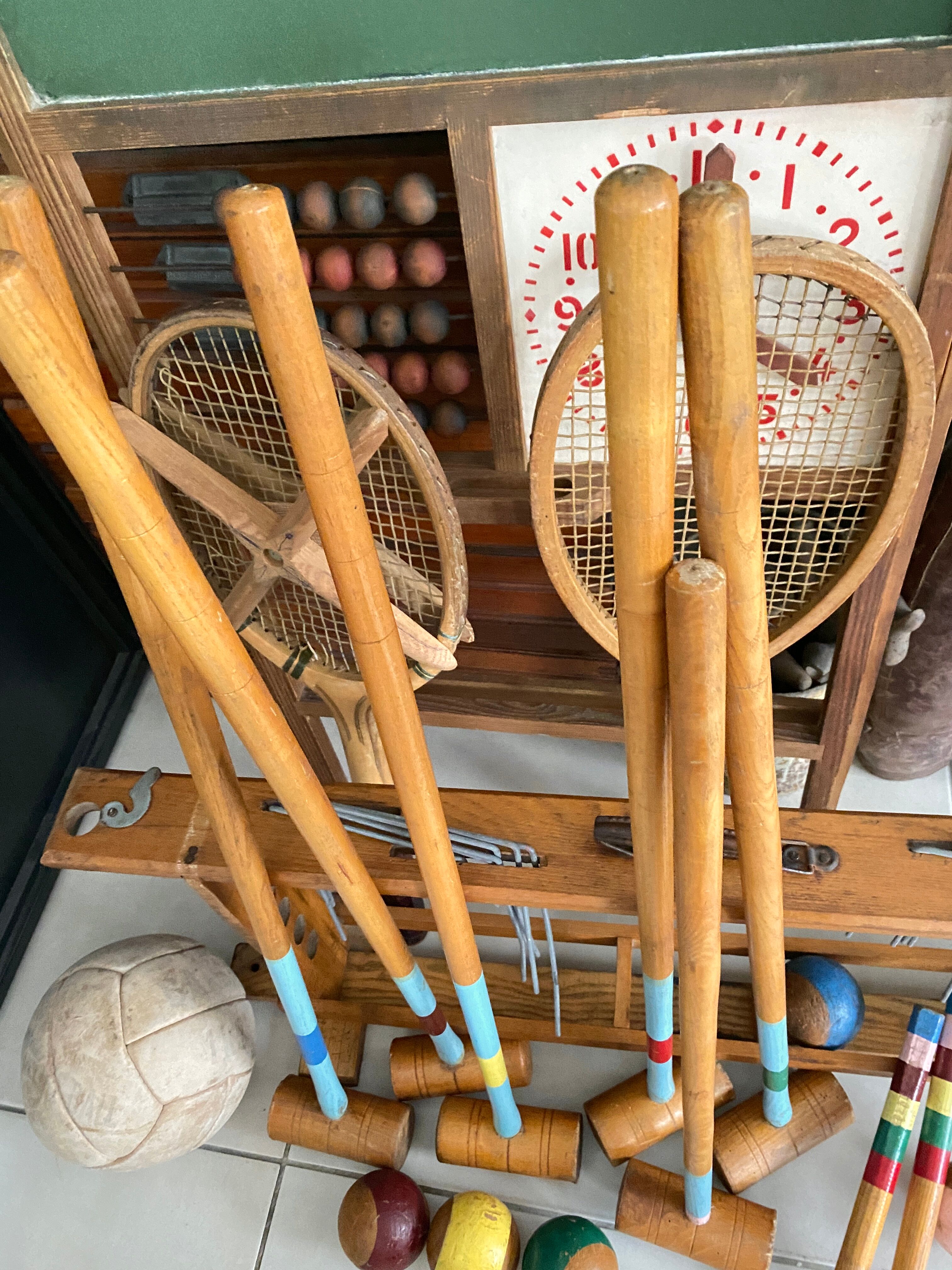 Old wooden croquet game