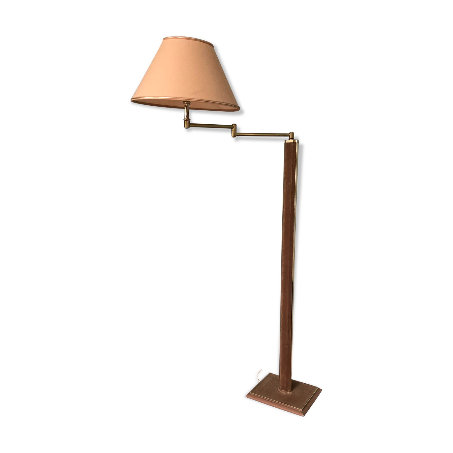 Articulated floor lamp in brass and velvet