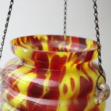 Art deco spatter glass pendant planter, Bohemia 1930s.