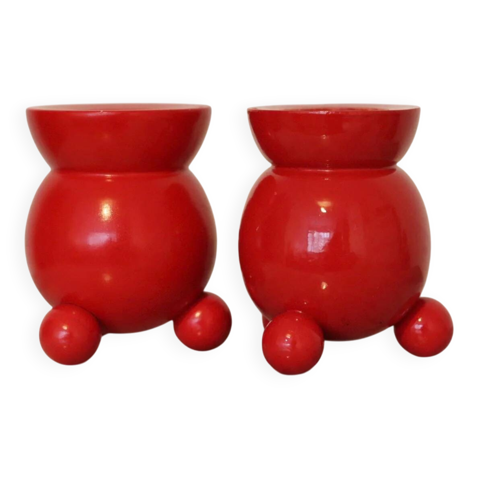Pair of Swedish Dala Ball Candle holders