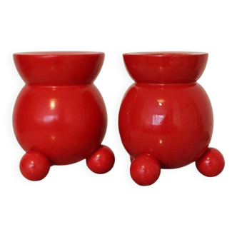 Pair of Swedish Dala Ball Candle holders