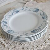 6 dessert plates - Antique tableware set 82 pieces Sarreguemines earthenware Art Nouveau style