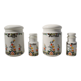 Lot de 4 pots à épices vintage - motifs fleuris -  made in Italy