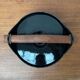 Black enamelled cast iron pot with a teak handle in mid-century style by Timo Sarpaneva for Rosenlew of Finland, 1960s.