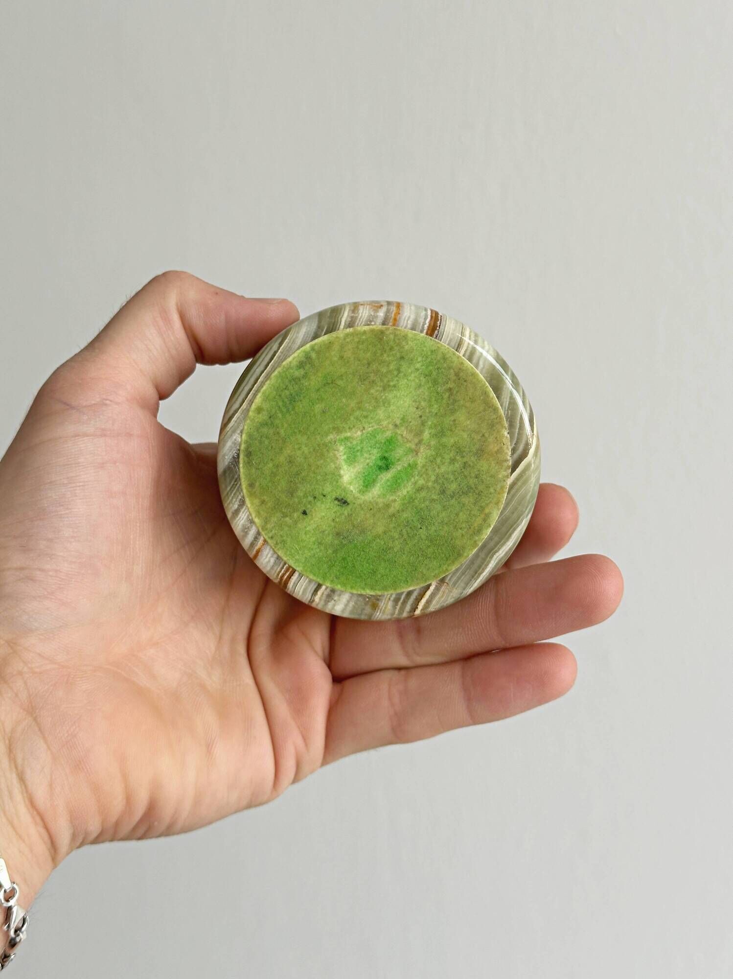 Green veined stone paperweight