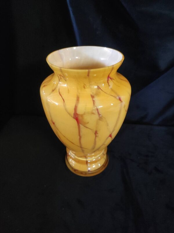 Vase larochère marbré jaune et rouge