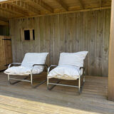 Pair of reupholstered armchairs from the 1970s.
