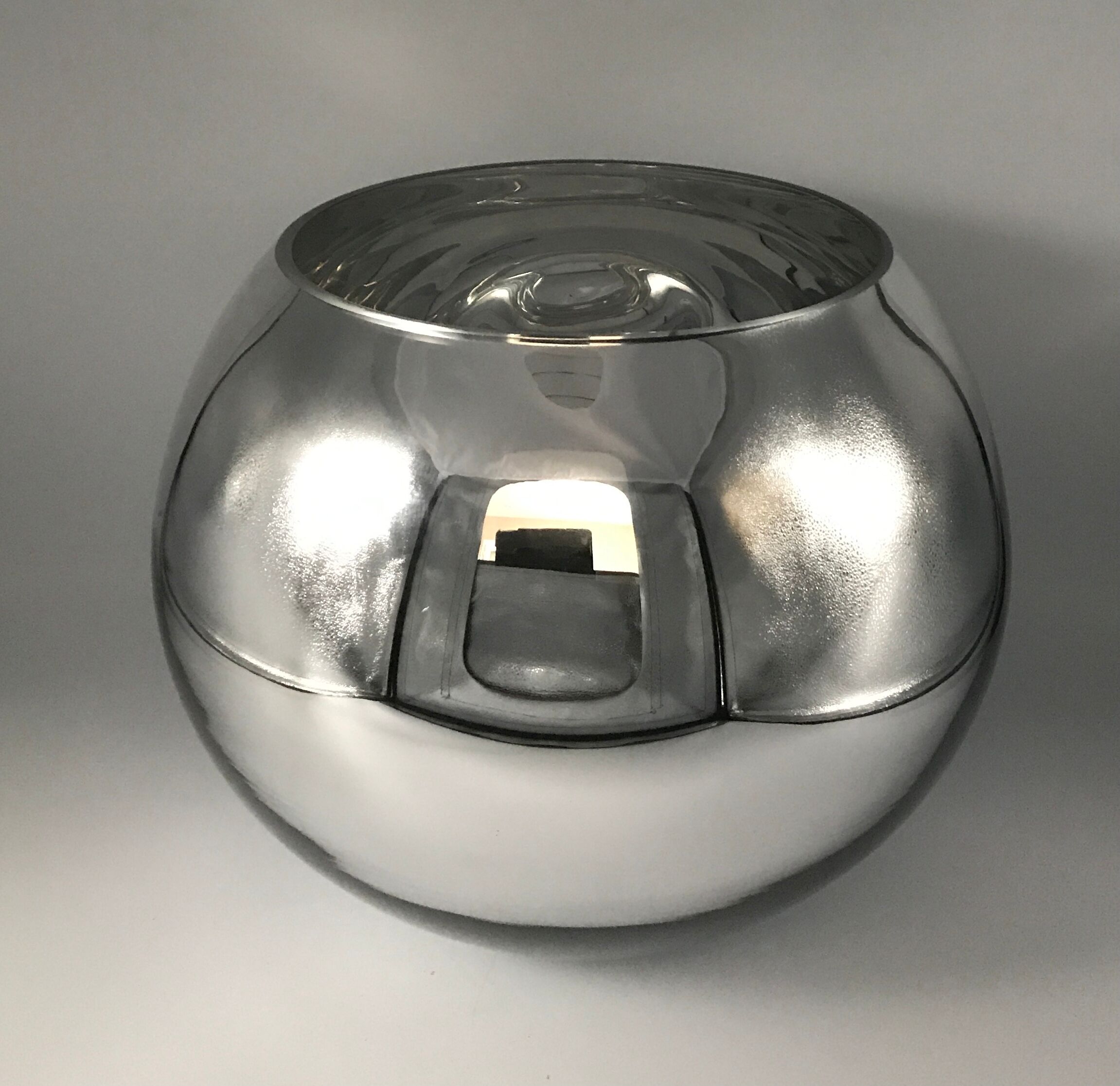 Vase form boule in smooth verre effect chromé or silver mercury 22 cm