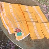 Nappe basque et 6 serviettes en coton orange kiva vintage