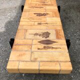 Vintage ceramic coffee table decorated with herbarium decoration Roger Capron