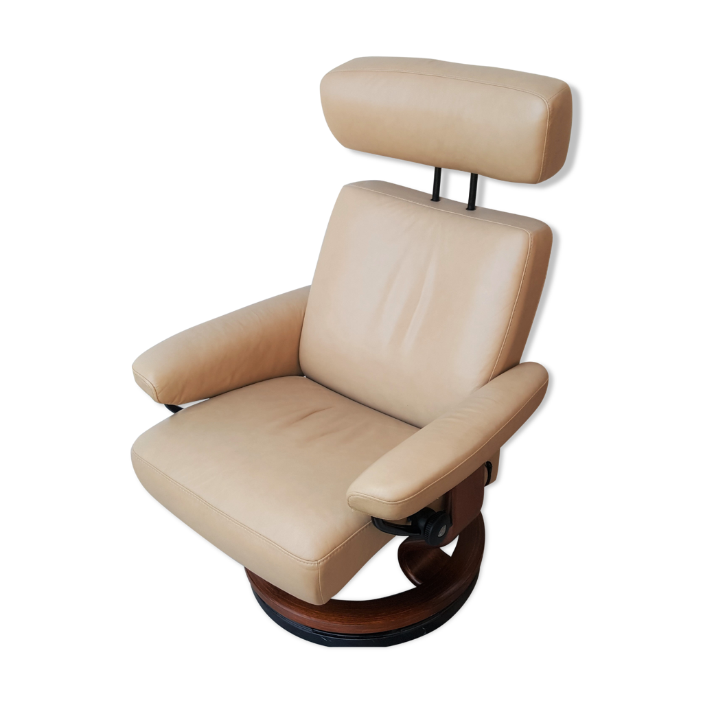 Fauteuil en cuir vintage scandinave, EKORNES STRESSLESS Selency