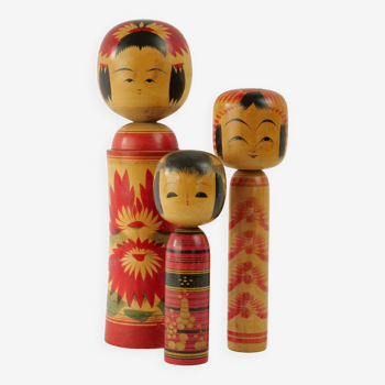 Lot de 3 poupées japonaise kokeshi