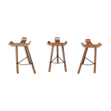Mid century brutalist bar stools - set of 3, 1960s