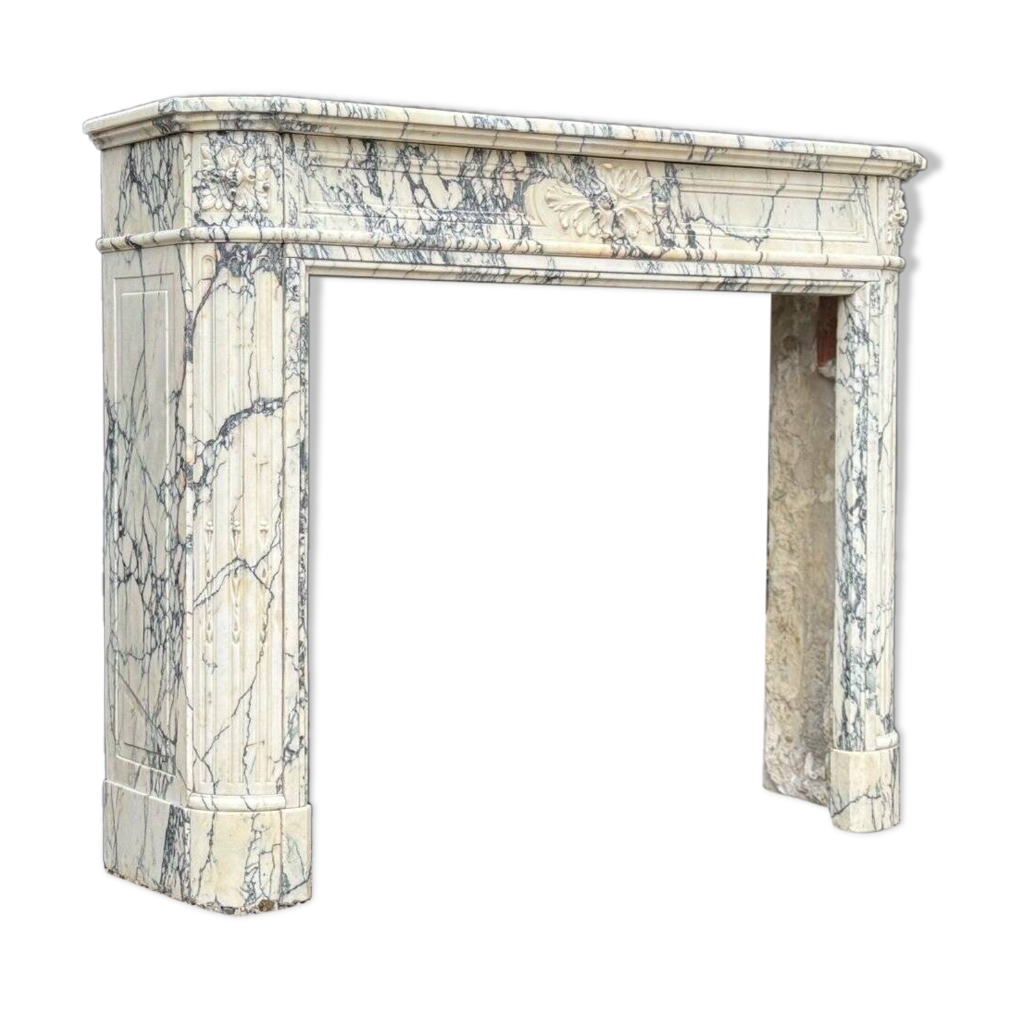 Louis XVI Style Fireplace In Violet Breccia Marble Circa 1880