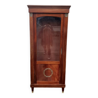 Empire style mahogany and mahogany veneer display case